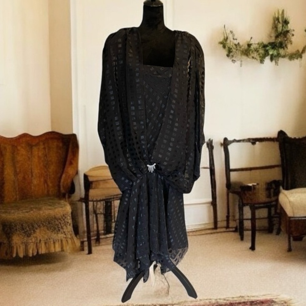 Vintage Stylar Drop Waist Rhinestone Detail Dress - Picture 2 of 5